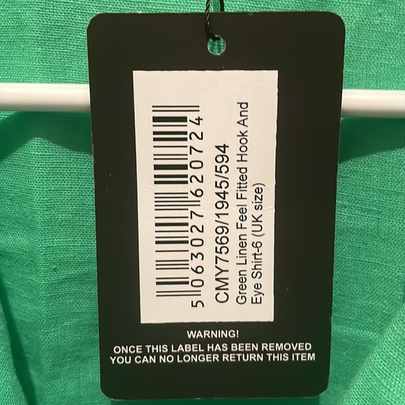 Womens New Pretty Little Thing Green Linen Feel Fitted Hook and Eye Shirt - Picture 5 of 8